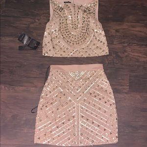 Embellished BeBe blush pink two piece